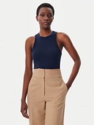 Tommy Hilfiger Top WW0WW38635 Granatowy Slim Fit. Niebieskie topy damskie Tommy Hilfiger, xxs, bez wzorów, z wiskozy, bez kołnierzyka. Za 159.99 zł.