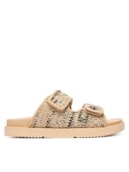 Tommy Hilfiger Klapki Double Strap Raffia FW0FW09122 Beżowy. Brązowe klapki damskie Tommy Hilfiger, bez wzorów, z syntetyku, bez obcasa. Za 529.99 zł.