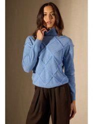 Perfect Cashmere Kaszmirowy sweter "Selania" w kolorze błękitnym rozmiar: M. Niebieskie golfy damskie Perfect Cashmere, m, bez wzorów, z kaszmiru, bez ramiączek. Za 298.67 zł.