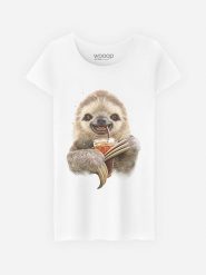 WOOOP Koszulka "Sloth And Drink" w kolorze białym rozmiar: M. Białe bluzki damskie Wooop, m, bez wzorów, z bawełny, bez kołnierzyka, bez ramiączek. Za 37.45 zł.