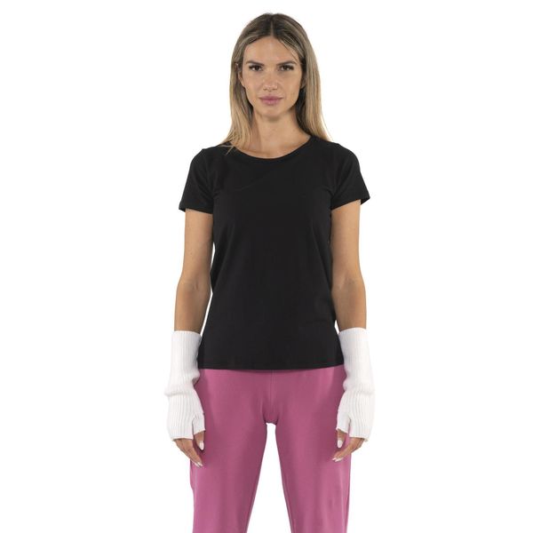 Koszulka Damen-Kurzarm z Leone 1947 Nigdy bez plakietki. Czarne bluzki sportowe damskie LEONE 1947 APPAREL, bez wzorów, z bawełny, bez kołnierzyka. W wyprzedaży za 84.20 zł.