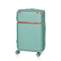 Walizka podróżna BETLEWSKI BWA-050 M j. zielony. Zielone walizki Betlewski, bez wzorów, z materiału. Za 269.99 zł.