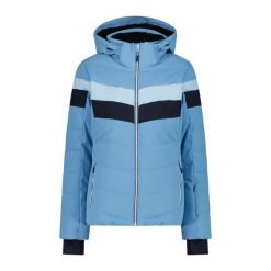 Kurtka puchowa damska z kapturem i zamkiem CMP. Niebieskie kurtki damskie CMP, bez wzorów, z puchu, z kapturem, narciarskie. W wyprzedaży za 670.00 zł.