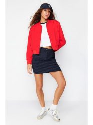 Trendyol Kurtka polarowa w kolorze czerwonym rozmiar: M. Czerwone kurtki damskie Trendyol, m, bez wzorów, z polaru, bez kaptura. Za 212.67 zł.