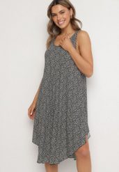 Czarna Rozkloszowana Sukienka z Bawełny w Abstrakcyjny Wzór Ronive. Czarne sukienki damskie Born2be, na co dzień, l, bez wzorów, z bawełny, eleganckie, bez kołnierzyka, bez ramiączek, midi, rozkloszowane. W wyprzedaży za 43.99 zł.