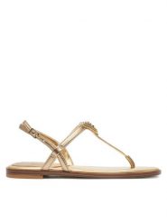 Guess Sandały FLJRA4 LEL21 Złoty. Żółte sandały damskie Guess, z aplikacjami, ze skóry, bez obcasa, na płaskiej podeszwie. Za 309.99 zł.
