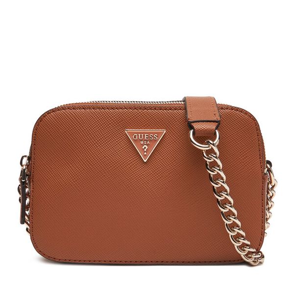 Torebka Guess. Brązowe torebki klasyczne damskie Guess, z aplikacjami, wizytowe, bez kołnierzyka, bez ramiączek. Za 299.99 zł.