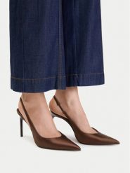 Nine West Szpilki EO-TS6380-1 Brązowy. Brązowe szpilki Nine West, bez wzorów, z materiału, bez obcasa. Za 279.99 zł.