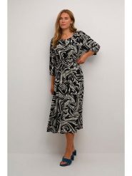 Kaffe Sukienka w kolorze czarno-kremowym rozmiar: 36. Brązowe sukienki damskie Kaffe, na imprezę, s, bez wzorów, z wiskozy, klasyczne, bez kołnierzyka, bez ramiączek, midi. Za 208.99 zł.