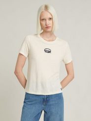 G-Star Koszulka w kolorze kremowym rozmiar: XXS. Brązowe bluzki damskie G-Star, xxs, bez wzorów, z bawełny, bez kołnierzyka. Za 69.58 zł.