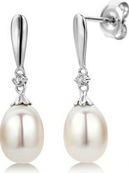 Revoni Złote kolczyki-wkrętki z perłami rozmiar: onesize. Białe kolczyki damskie Revoni, z diamentem, złote. Za 904.99 zł.