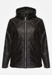 Czarna Pikowana Kurtka Przejściowa o Prostym Kroju z Kapturem Vimoris. Czarne kurtki damskie Born2be, l, bez wzorów, z jeansu, z kapturem. Za 149.99 zł.