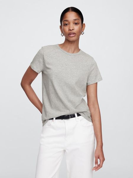GAP Koszulka w kolorze szarym rozmiar: M. Szare bluzki damskie GAP, m, bez wzorów, z bawełny, bez kołnierzyka. Za 53.17 zł.
