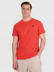 T-SHIRT MĘSKI 4F KOSZULKA BAWEŁNIANA SPORTOWA TTSHM2256. Czerwone t-shirty sportowe męskie 4f, m, z bawełny, bez ramiączek, na fitness i siłownię. Za 182.98 zł.