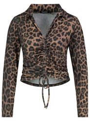 Sublevel Bluzka w kolorze jasnobrązowo-czarnym rozmiar: L. Brązowe bluzki damskie Sublevel, l, bez wzorów, bez kołnierzyka, bez ramiączek. Za 69.58 zł.