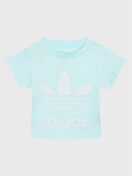 Adidas T-Shirt adicolor Trefoil HS8866 Niebieski Regular Fit. Niebieskie koszulki dziewczęce Adidas, m, bez wzorów, z bawełny, bez ramiączek. Za 49.99 zł.