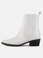 Loft37 Skórzane botki "Mastermind" w kolorze białym rozmiar: 41. Białe botki damskie loft37, eleganckie, bez obcasa, bez zapięcia. Za 434.99 zł.