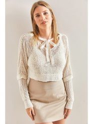 Jumeon Sweter w kolorze beżowym rozmiar: onesize. Brązowe swetry klasyczne damskie Jumeon, bez kołnierzyka. Za 39.49 zł.