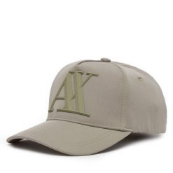 Czapka z daszkiem Armani Exchange. Brązowe czapki z daszkiem damskie Armani Exchange, bez wzorów. Za 139.99 zł.