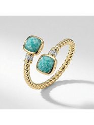 DIA DIAMONDS Pozłacany pierścionek z diamentami i amazonitami rozmiar: 58. Niebieskie pierścionki damskie DIA DIAMONDS, z diamentem, pozłacane. Za 294.28 zł.