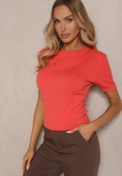 Pomarańczowy Sweter Ozdobiony Ściągaczami Sanallia. Brązowe swetry klasyczne damskie Renee, z jeansu, bez kołnierzyka. Za 49.99 zł.