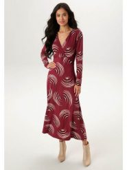 Aniston Sukienka w kolorze czerwonym rozmiar: 36. Czerwone sukienki damskie Aniston, bez wzorów, z wiskozy, bez kołnierzyka, bez ramiączek, maxi, kopertowe. Za 82.99 zł.