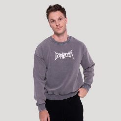 Bluza męska fitness oversize szara Spike. Szare bluzy sportowe męskie GYMBEAM, z aplikacjami, z bawełny, klasyczne, bez kołnierzyka, bez ramiączek. Za 139.90 zł.