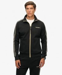 Superdry Tech Cult Loose Track Top - Luźna bluza sportowa, stójka na zamek. Czarne bluzy sportowe damskie Superdry., uniwersalny, bez wzorów, z bawełny, bez ramiączek, bez kaptura. Za 360.75 zł.