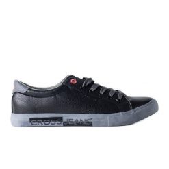 Czarno-szare męskie trampki Cross Jeans czarne. Czarne trampki i tenisówki męskie bez wzorów, z jeansu, bez zapięcia. Za 134.95 zł.