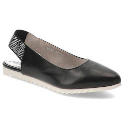 Czarne Czółenka Karino Eleganckie Buty Damskie. Czarne czółenka damskie Karino, z aplikacjami, ze skóry, bez obcasa, na platformie. Za 189.00 zł.