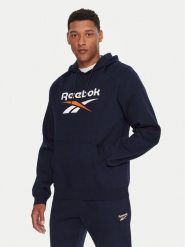 Reebok Bluza RK25151CCM Granatowy Regular Fit. Niebieskie bluzy bez kaptura męskie Reebok, m, z bawełny. Za 199.99 zł.