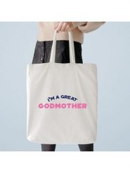 WOOOP Torba "I´m a great Godmother" w kolorze kremowym - 36 x 43 cm rozmiar: onesize. Brązowe shopper bag damskie Wooop, bez wzorów, z bawełny, na ramię, bez dodatków. Za 39.99 zł.