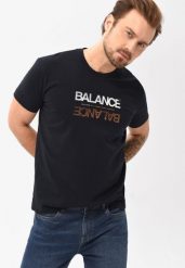 T-shirt z napisem, Comfort Fit, T-BALANCE. Niebieskie t-shirty męskie Volcano, m, bez wzorów, z bawełny, bez kołnierzyka. Za 69.99 zł.