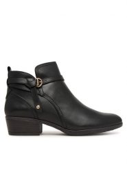 Pikolinos Botki Doroca W1U-8901C1 Czarny. Czarne botki damskie Pikolinos, ze skóry, bez obcasa, na słupku, bez zapięcia. Za 759.99 zł.