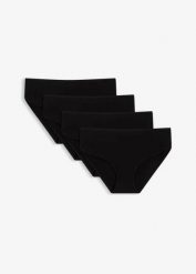 Figi maxi panty z bawełny organicznej (4 pary). Niebieskie figi damskie bonprix, bez wzorów, z bawełny. Za 59.99 zł.