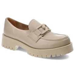 Beżowe Półbuty Lemar Damskie Eleganckie Obuwie. Brązowe półbuty damskie Lemar, bez wzorów, ze skóry, eleganckie, bez obcasa. Za 289.00 zł.
