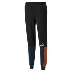 Spodnie męskie Puma ESS+ BLOCK. Czarne spodnie materiałowe męskie Puma, bez wzorów, z bawełny, wizytowe. Za 185.65 zł.