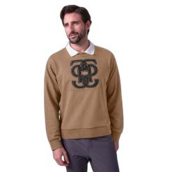 Bluza PS of Sweden Carl Monogram. Brązowe bluzy bez kaptura męskie PS OF SWEDEN. Za 455.50 zł.