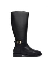 Tommy Hilfiger Kozaki Th Buckle Leather Knee Boot FW0FW09572 Czarny. Czarne kozaki damskie Tommy Hilfiger, ze skóry, bez obcasa. Za 949.99 zł.