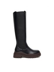 DeeZee Kozaki 90152-6 Czarny. Czarne kozaki damskie DeeZee, z materiału, bez obcasa, na płaskiej podeszwie. Za 249.99 zł.
