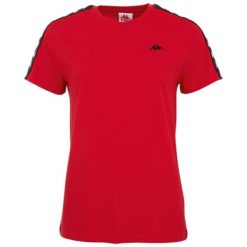 Koszulka damska Kappa Jara czerwona. Czerwone t-shirty damskie Kappa, l, bez wzorów, bez kołnierzyka. Za 81.00 zł.