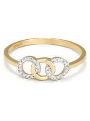 ATELIER DU DIAMANT Złoty pierścionek "ronds entrelacés" z diamentami rozmiar: 58. Żółte pierścionki damskie ATELIER DU DIAMANT, z diamentem, złote. Za 948.99 zł.
