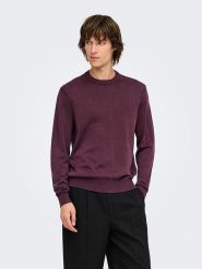 ONLY & SONS Sweter w kolorze fioletowym rozmiar: L. Różowe swetry męskie Only & Sons, l, bez wzorów, z bawełny, bez kołnierzyka. Za 129.95 zł.