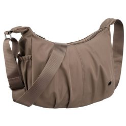 Ciemnobeżowa torebka damska z poliestru zamykana suwakiem - Peterson. Brązowe torebki klasyczne damskie Peterson, bez wzorów, bez dodatków. Za 77.99 zł.