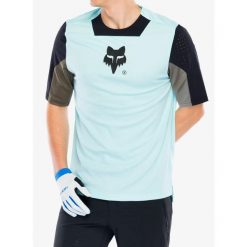 Koszulka rowerowa męska Fox Defend SS Jersey Elevated. Niebieskie t-shirty sportowe męskie FOX, m, z jersey, bez ramiączek, rowerowe. Za 251.89 zł.