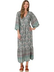 Heine Sukienka ze wzorem rozmiar: 42. Sukienki damskie Heine, bez wzorów, z wiskozy, bez kołnierzyka, bez ramiączek, maxi. Za 139.87 zł.