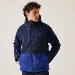 Kurtka turystyczna zimowa z membraną męska Highton Stretch III. Niebieskie kurtki męskie Regatta, na zimę, m, bez wzorów, sportowe, bez kaptura. W wyprzedaży za 334.95 zł.