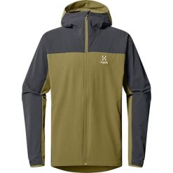 HAGLOFS Kurtka softshell męska MORAN SOFTSHELL HOOD MEN olive green/magnetite-L. Szare kurtki softshell damskie Haglöfs, l, bez wzorów, z elastanu, z kapturem. Za 426.19 zł.