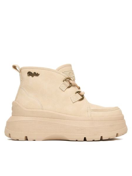 Buffalo Botki Olympia Chukka Warm 1622612 Beżowy. Brązowe botki damskie Buffalo, ze skóry, bez obcasa, na płaskiej podeszwie, bez zapięcia. Za 399.99 zł.