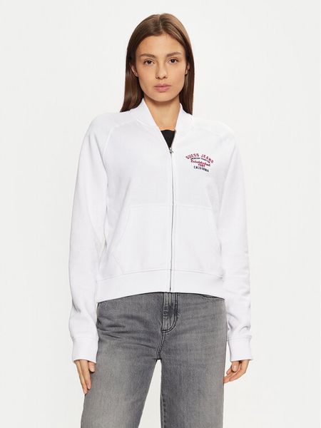 Guess Jeans Bluza W5RQ22 K68I4 Biały Regular Fit. Białe bluzy bez kaptura damskie Guess Jeans, xl, z bawełny. Za 209.99 zł.